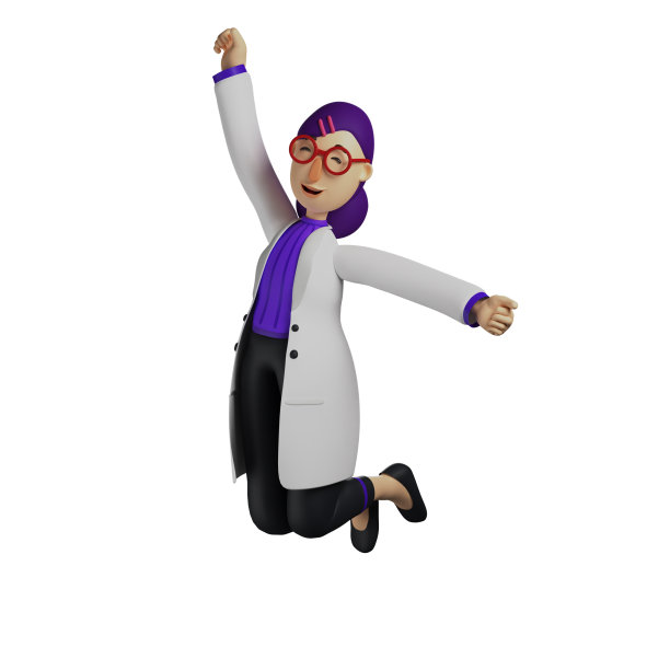 快乐的脸3D女医生图片显示跳跃姿势图片下载