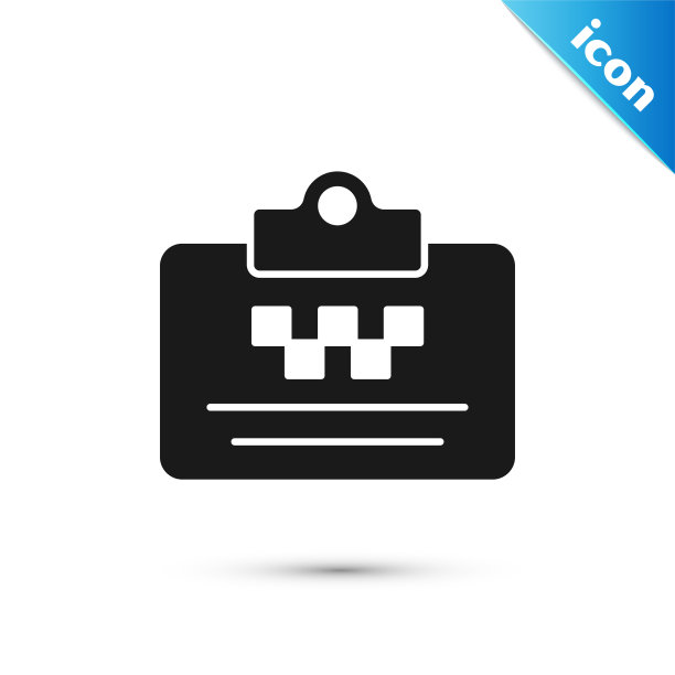 灰色出租车驾驶证图标孤立在白色上图片下载