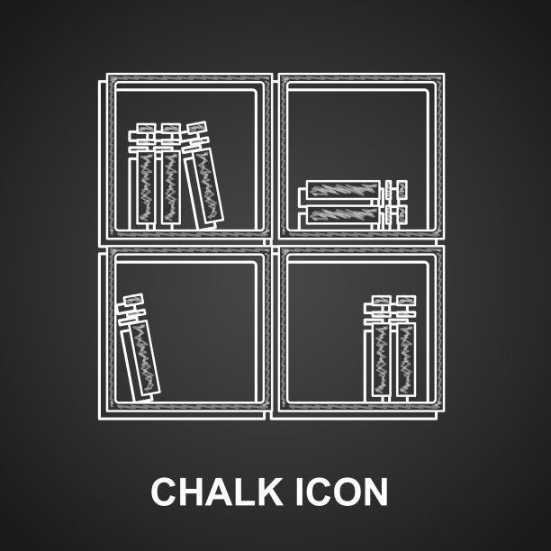粉笔架与书籍图标孤立在黑色图片下载