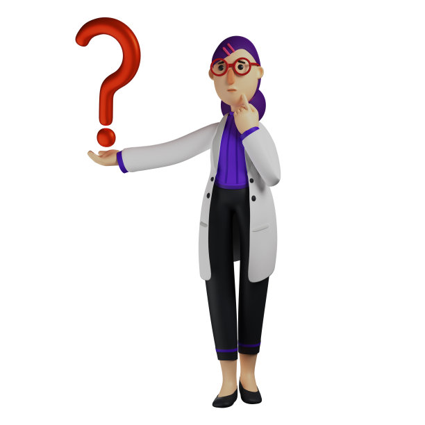 女医生3D卡通图片与一个问号图片下载
