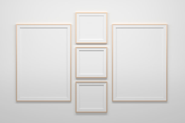 模型模板与三个正方形的1:1空白框架和两个A4大小的框架图片下载