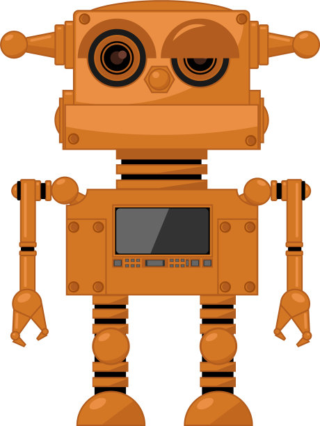 一个蒸汽朋克机器人在一个孤立的白色背景上图片下载