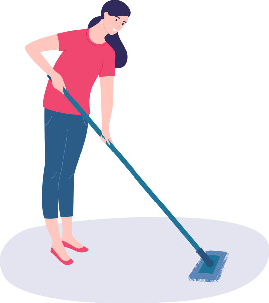 微笑的家庭主妇洗地板图片下载