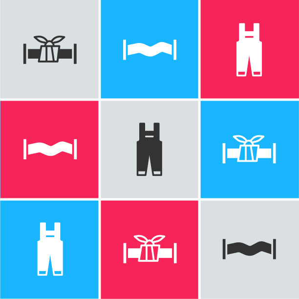 设置工业金属管和工作工作服图标图片下载