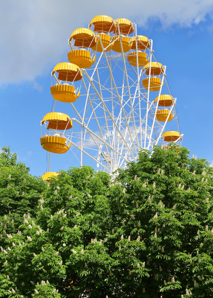 春天公园里的摩天轮。图片下载