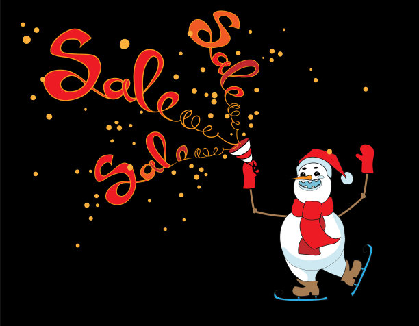 有可爱雪人的圣诞特卖图片下载