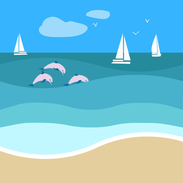 海洋景观在一个平面设计图片下载