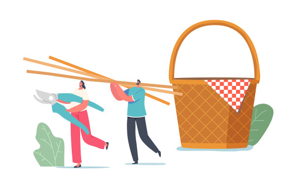 小人角色拿着巨大的稻草或竹子图片下载