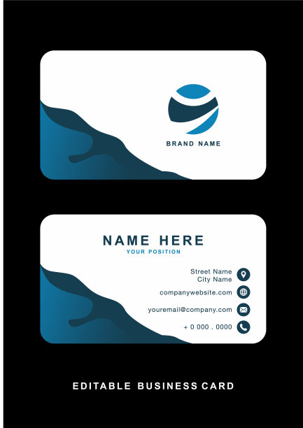 可编辑的蓝色名片模板图片下载