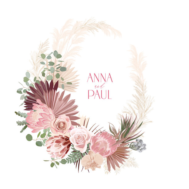 婚礼干燥的protea兰花潘帕斯草花图片下载