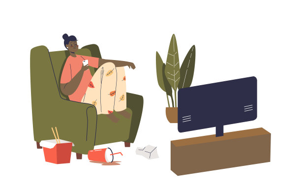 女孩坐在沙发上用手机看电视图片下载