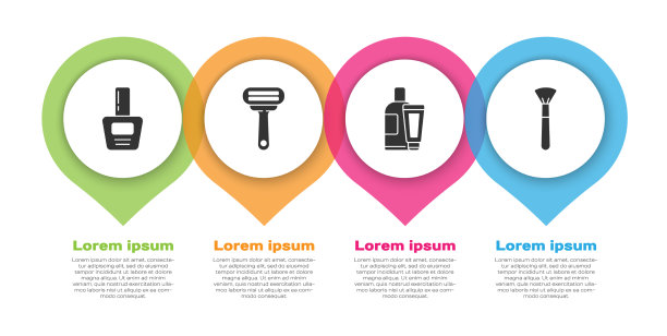 设置指甲油瓶子剃须膏或剃须刀图片下载