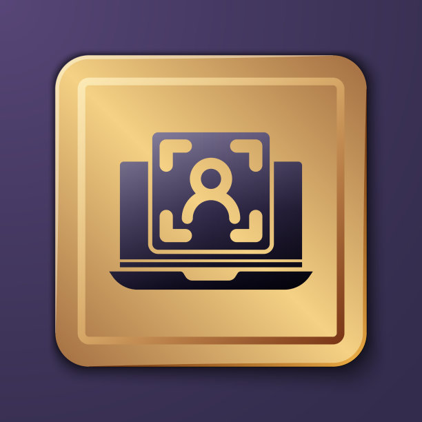 带有人脸识别图标的紫色笔记本电脑图片下载