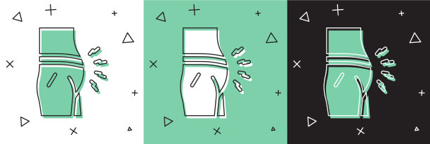 设置腹胀图标孤立在白色和图片下载