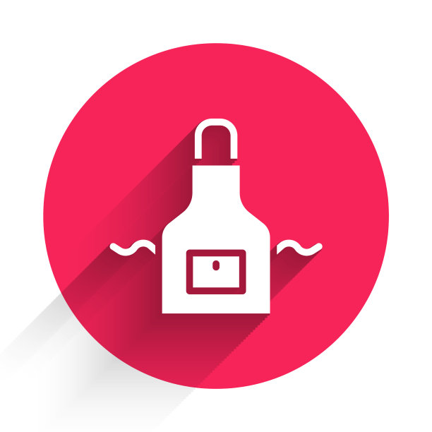 白色厨房围裙图标孤立与长影子图片下载