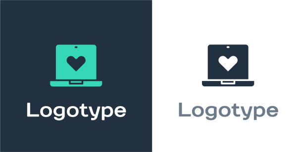 Logotype约会应用在线笔记本概念图标图片下载