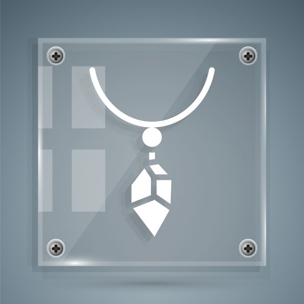 白色项链与水晶图标孤立在灰色图片下载