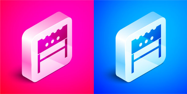 白色烧烤火盆图标孤立与长影子图片下载