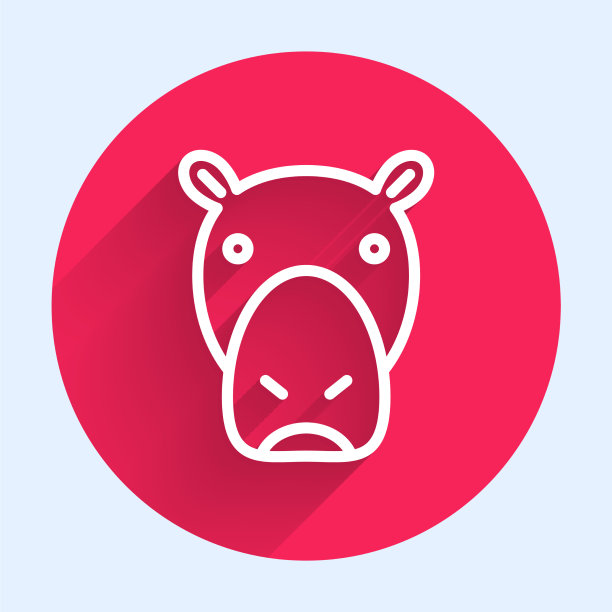 白线河马或河马图标孤立图片下载