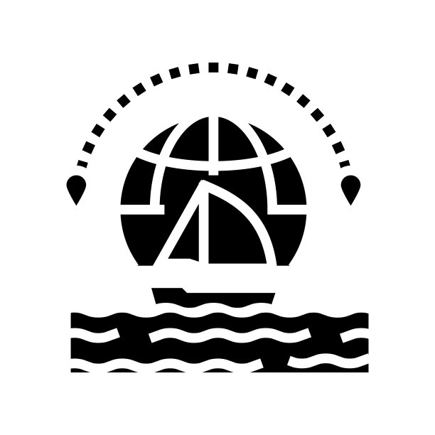 游艇旅游字形图标矢量插图图片下载