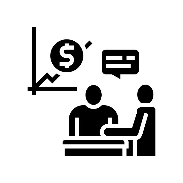 财务咨询和建议字形、图标、矢量插图图片下载