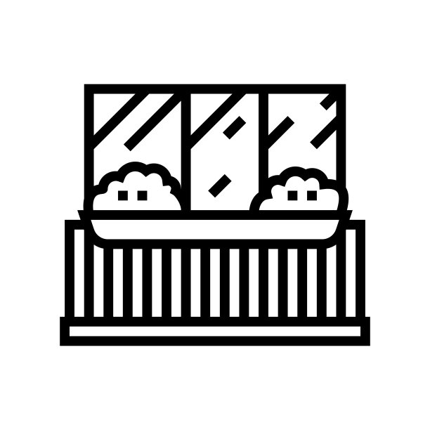植物在阳台线图标矢量插图图片下载