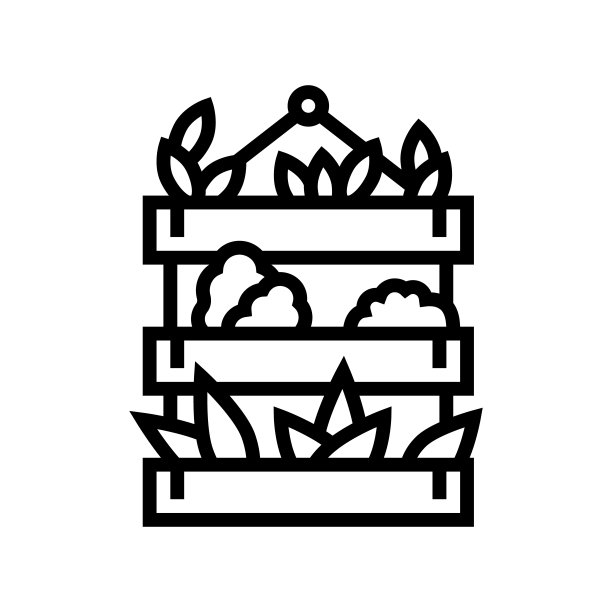 盆栽家用植物线图标矢量插图图片下载