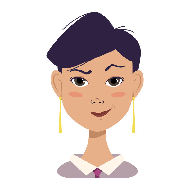 嘴角带笑的时尚短发女子头像，略带怀疑图片下载