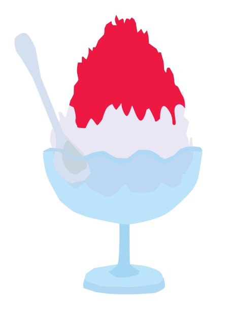 玻璃杯中草莓刨冰的插图。图片下载