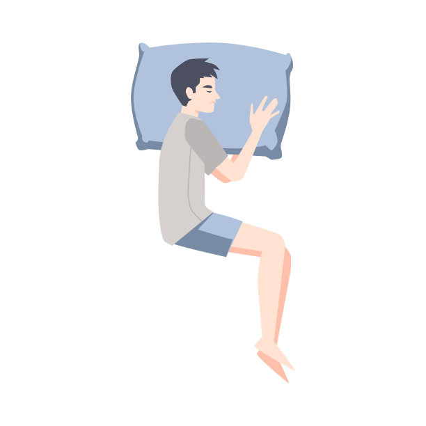 男人卡通人物用枕头平躺着睡觉图片下载