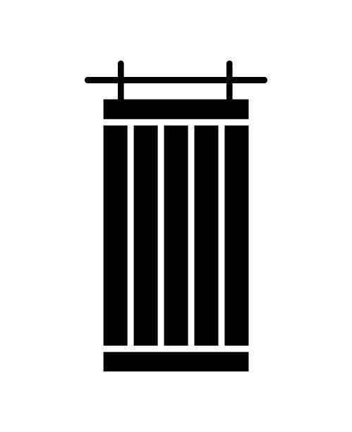 谷仓滑动木门在古老的乡村风格。平面图标孤立在白色背景上。室内设计图形图片下载