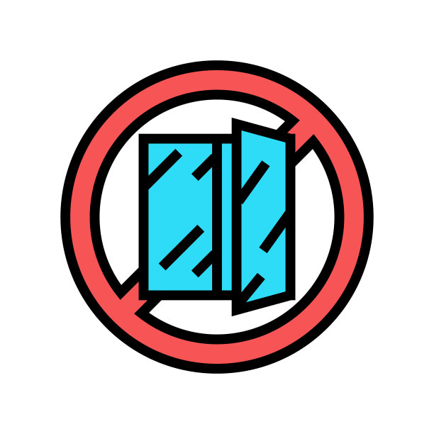 打开窗口禁止标志颜色图标矢量插图图片下载