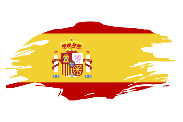 插图与西班牙国旗。国旗平面设计。扁平风格的西班牙国旗。矢量插图。股票的形象。每股收益10。图片下载