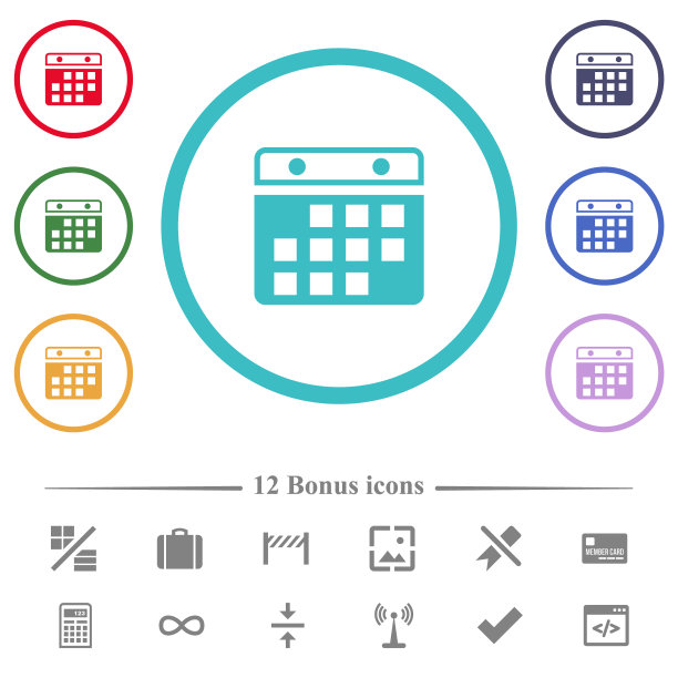 挂日历替代版本的平色图标圆形轮廓图片下载