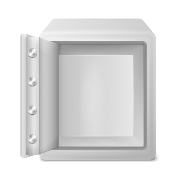 现实闪亮打开空保险箱。金属保险箱隔离在白色背景。矢量插图。图片下载
