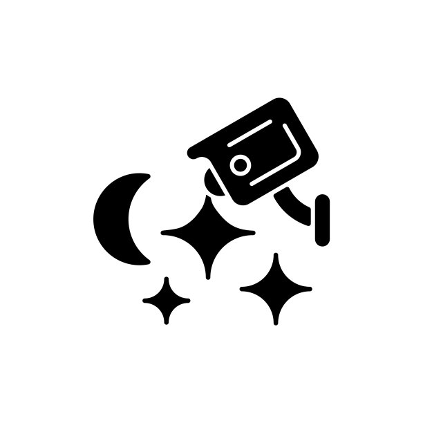 家庭安防系统与夜视黑色字形图标图片下载