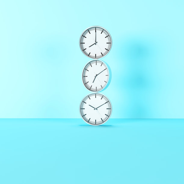 蓝色背景上的3D时钟图片下载