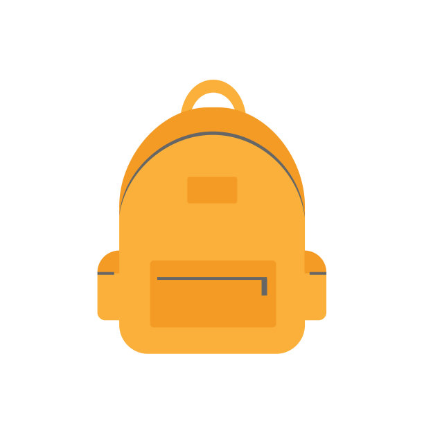 学校的背包。黄色的书包。前视旅行袋。图片下载