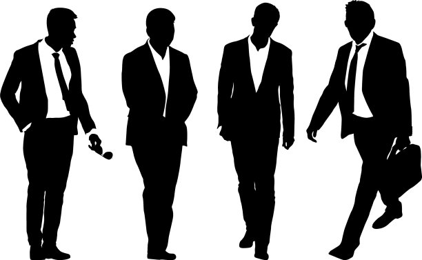 穿西装打领带的剪影商人图片下载