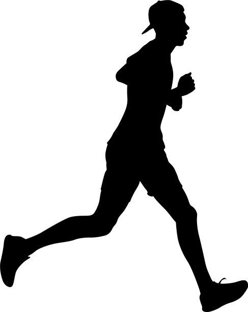 身穿黑色剪影的跑步者在与身穿白色衣服的男子赛跑图片下载