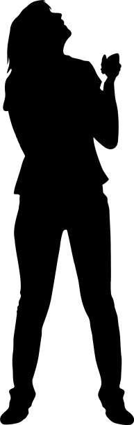 一个走路的女孩在白色背景上剪影图片下载