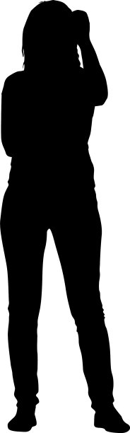 一个走路的女孩在白色背景上剪影图片下载