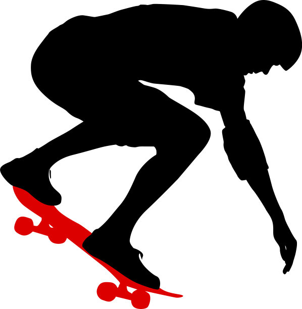 黑色剪影的运动员滑板在一个图片下载