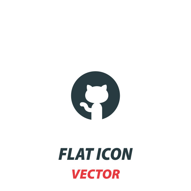 猫的图标在一个平面风格的象形文字上的白色图片下载