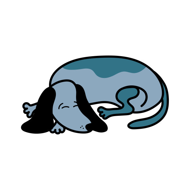 矢量插图与可爱的睡觉腊肠狗在卡通风格，一个孤立的元素在白色的背景。图片下载