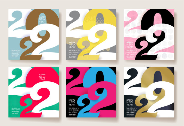 2022年新年快乐。设计趋势模板与彩色标志2022庆祝和季节装饰。圣诞节彩色矢量时尚的品牌背景，日历，卡片，横幅，封面。图片下载