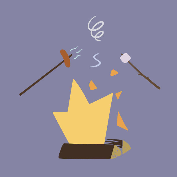 篝火，烤香肠和棉花糖图片下载