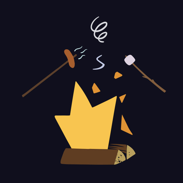 篝火，烤香肠和棉花糖图片下载