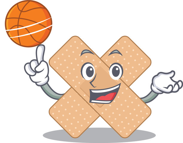 运动交叉绷带与篮球卡通图片下载