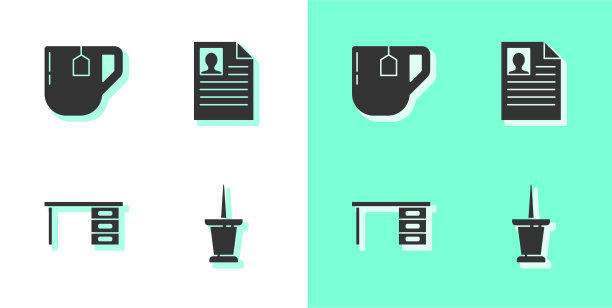 套推针杯茶和茶包办公桌图片下载